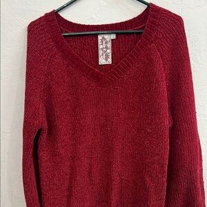 Women's Red V-Neck Sweater